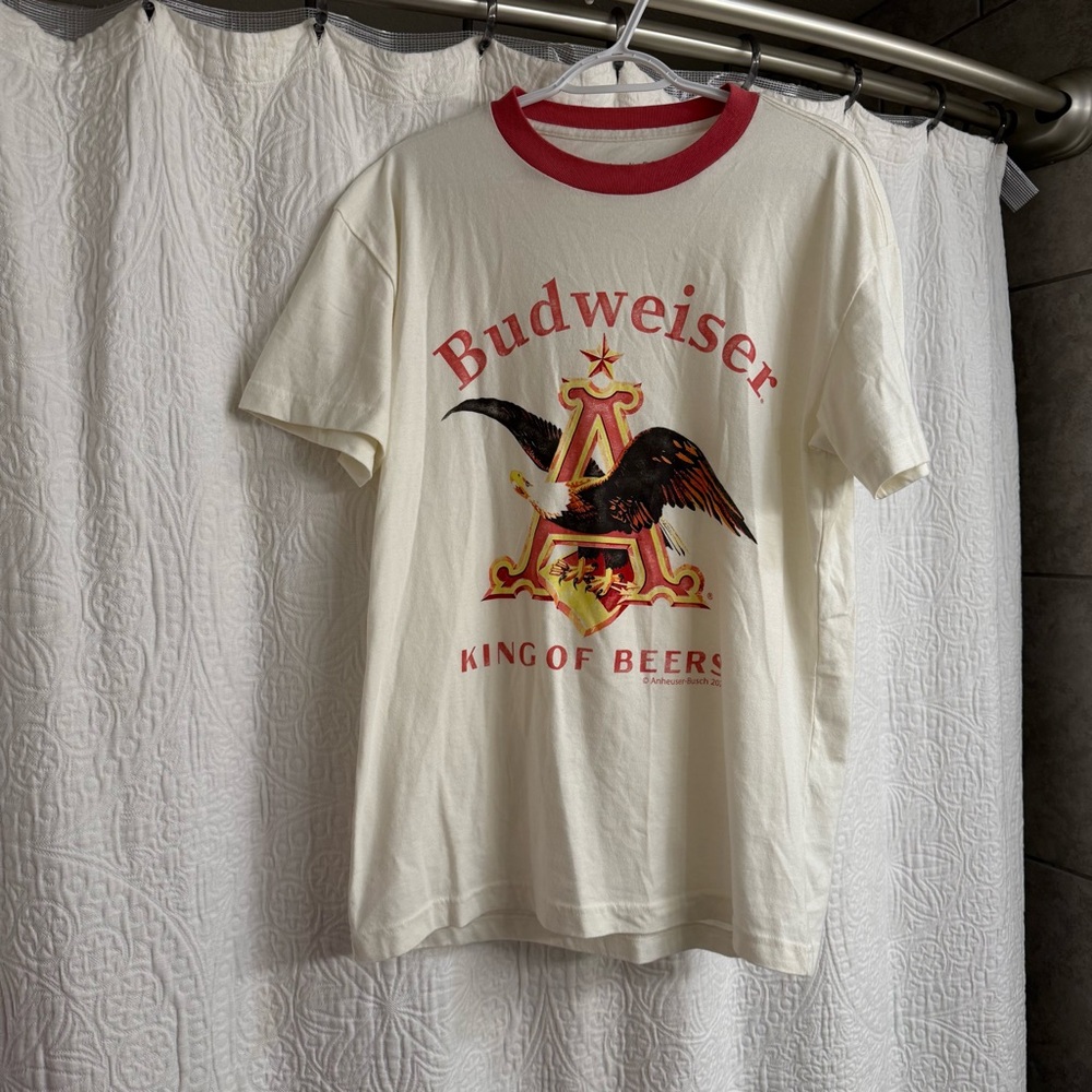 Budweiser Cream T-Shirt with Red Accents